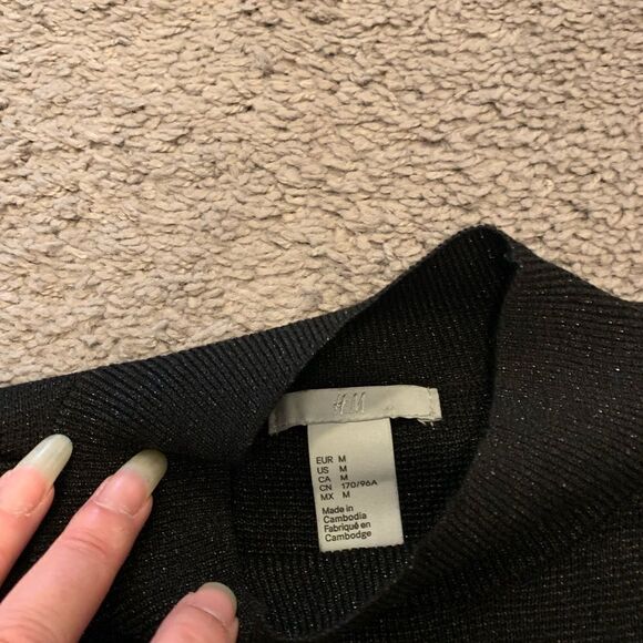 H & M Metallic sweater with cute bell sleeves.  Size: M. - Picture 2 of 4